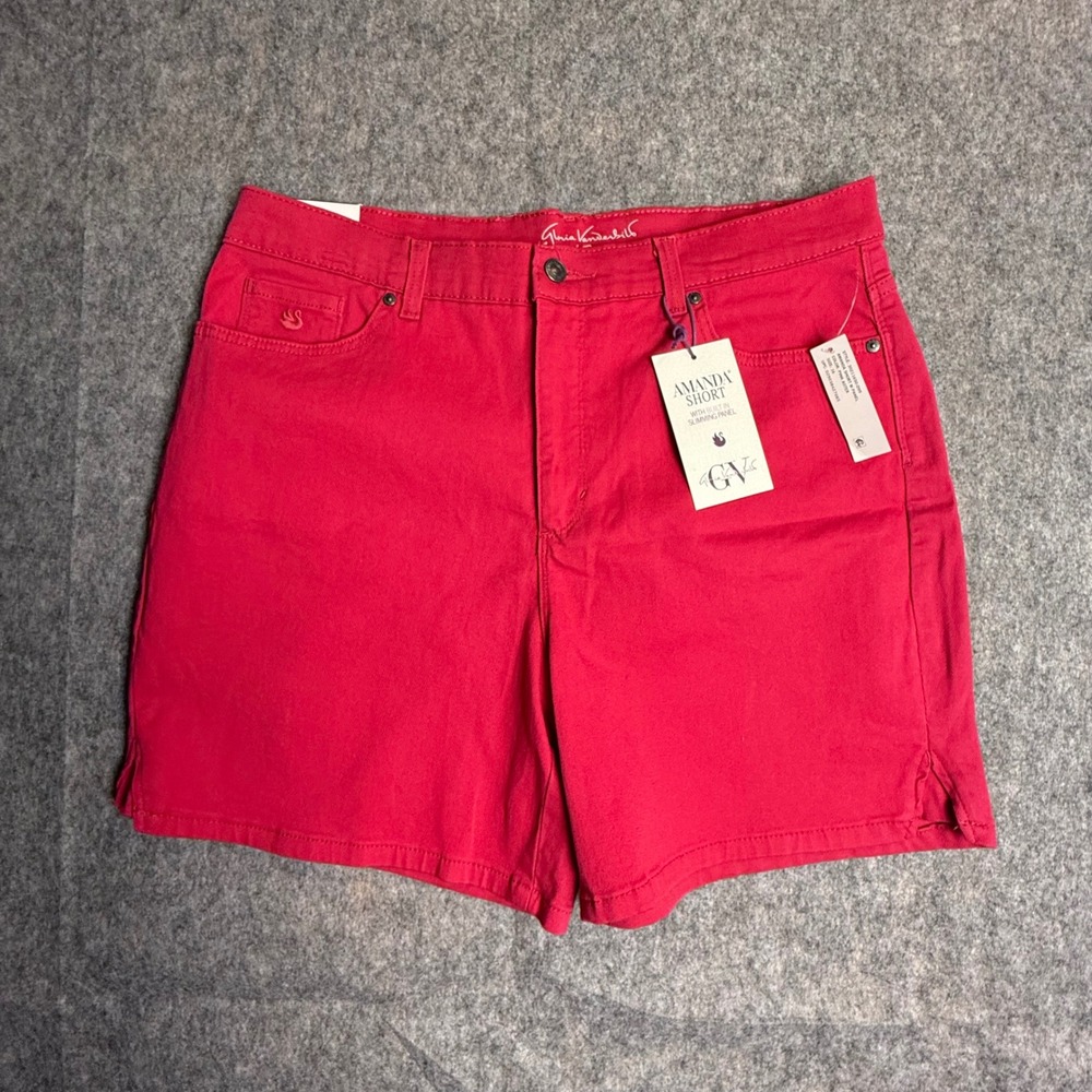 Gloria Vanderbilt Amanda Short Women 16 Pink Aster Slimming Panel Denim NWT